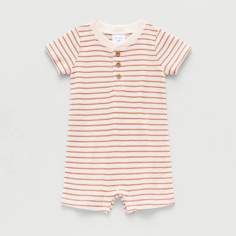 Okie Dokie Baby Boys Short Sleeve Striped Romper