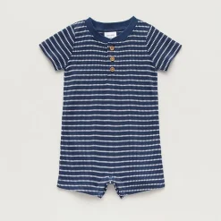 Okie Dokie Baby Boys Short Sleeve Striped Romper