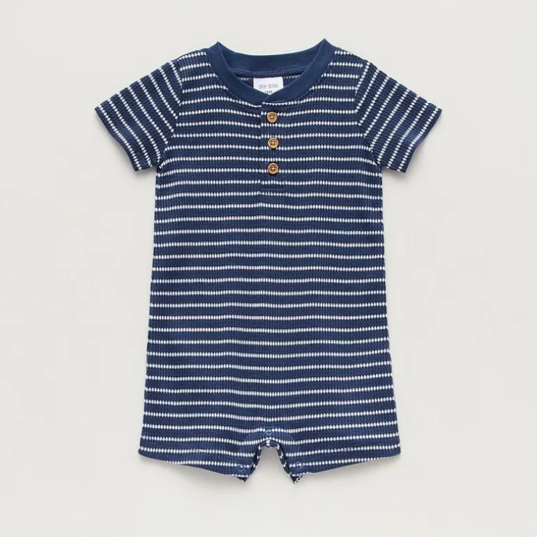 Okie Dokie Baby Boys Short Sleeve Striped Romper
