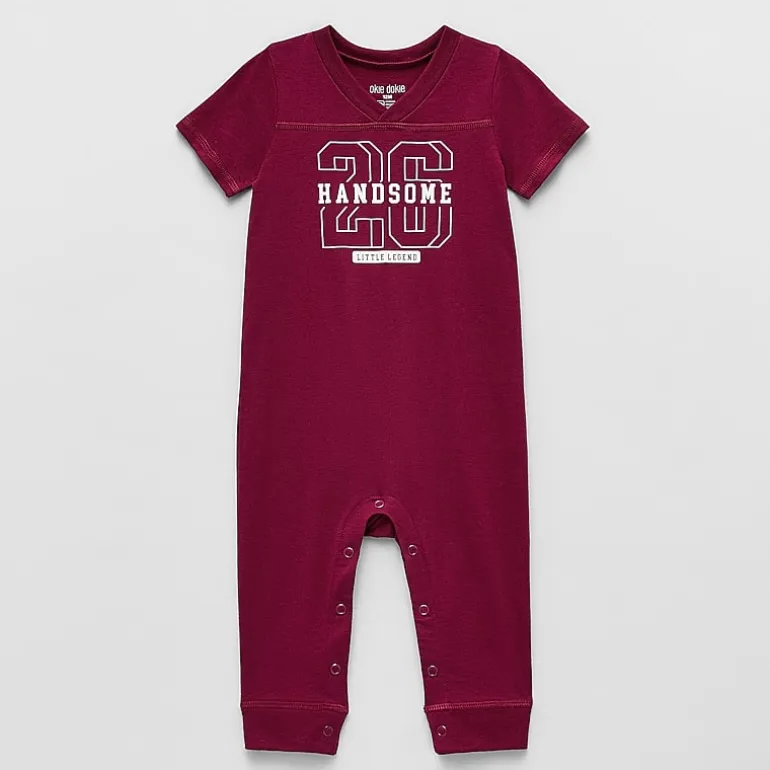 Okie Dokie Baby Boys V Neck Short Sleeve Jumpsuit