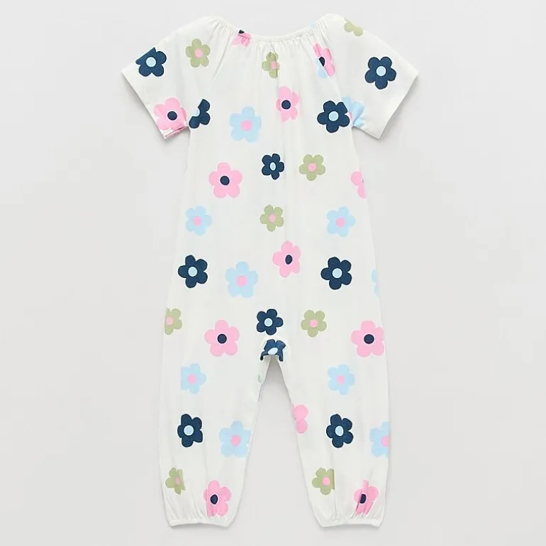 Okie Dokie Baby Girls Crew Neck Short Sleeve Jumpsuit