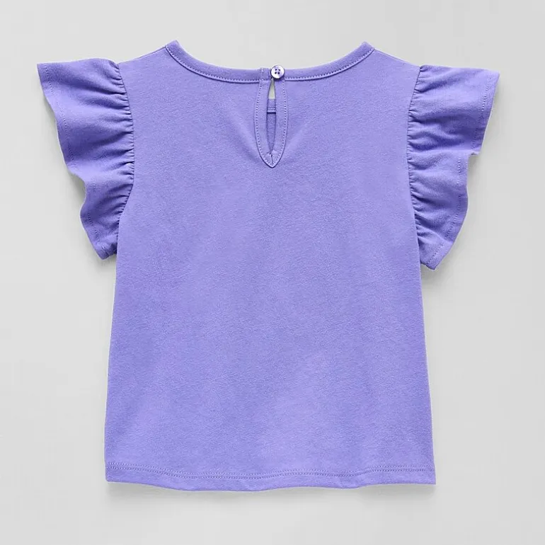 Okie Dokie Baby Girls Round Neck Short Sleeve Regular Fit Graphic T-Shirt