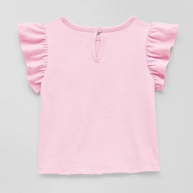 Okie Dokie Baby Girls Round Neck Short Sleeve Regular Fit Graphic T-Shirt