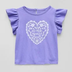 Okie Dokie Baby Girls Round Neck Short Sleeve Regular Fit Graphic T-Shirt