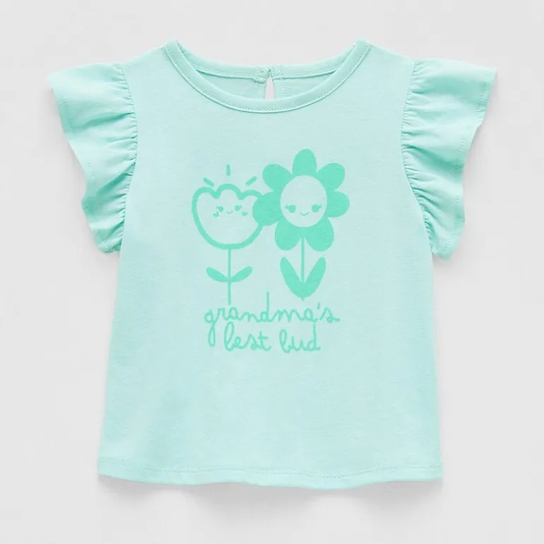 Okie Dokie Baby Girls Round Neck Short Sleeve Regular Fit Graphic T-Shirt