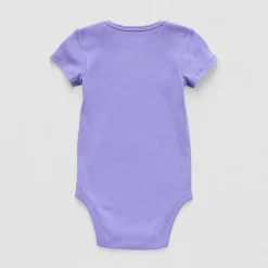 Okie Dokie Baby Girls Round Neck Short Sleeve Rib Bodysuit