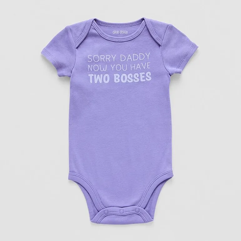Okie Dokie Baby Girls Round Neck Short Sleeve Rib Bodysuit