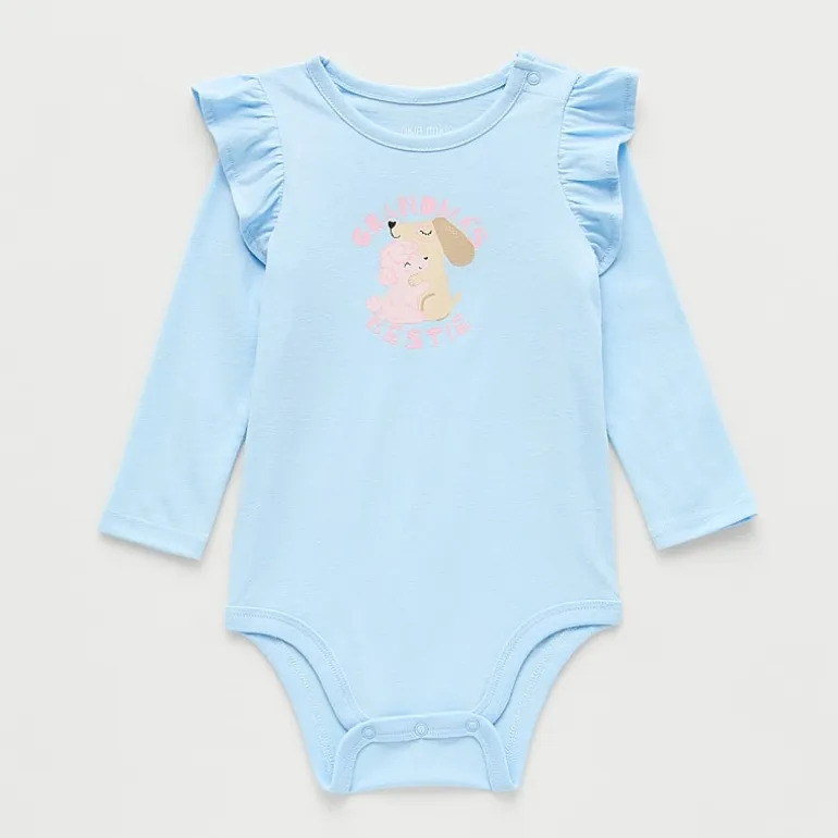 Okie Dokie Baby Girls Round Neck Long Sleeve Bodysuit