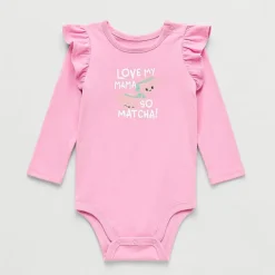Okie Dokie Baby Girls Round Neck Long Sleeve Bodysuit