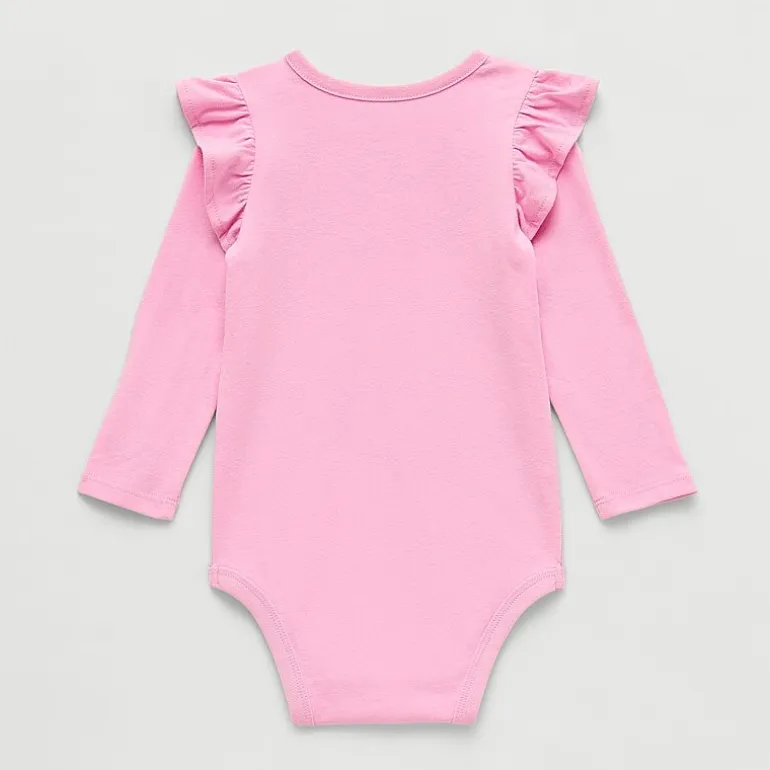 Okie Dokie Baby Girls Round Neck Long Sleeve Bodysuit