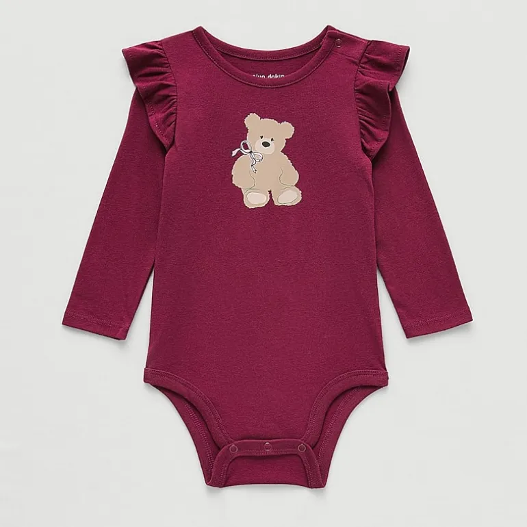 Okie Dokie Baby Girls Round Neck Long Sleeve Bodysuit