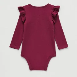 Okie Dokie Baby Girls Round Neck Long Sleeve Bodysuit