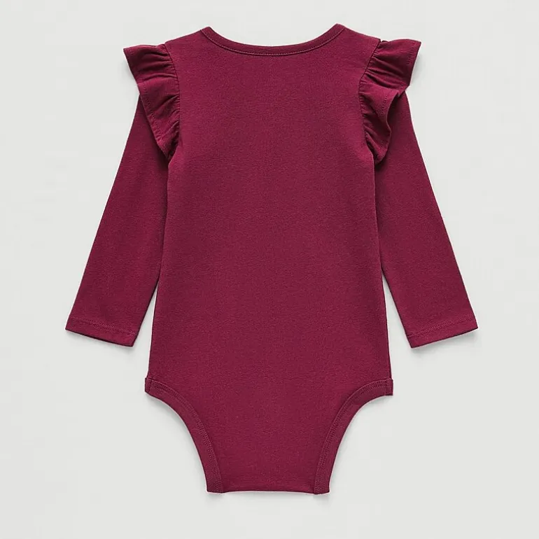 Okie Dokie Baby Girls Round Neck Long Sleeve Bodysuit