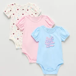 Okie Dokie Baby Girls Round Neck Short Sleeve 3-pc. Bodysuit