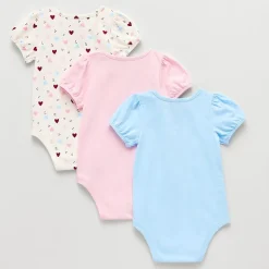 Okie Dokie Baby Girls Round Neck Short Sleeve 3-pc. Bodysuit