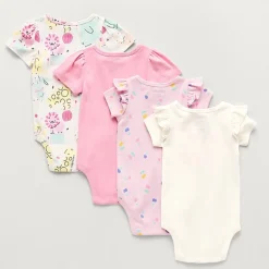 Okie Dokie Baby Girls Round Neck Short Sleeve 4-pc. Bodysuit