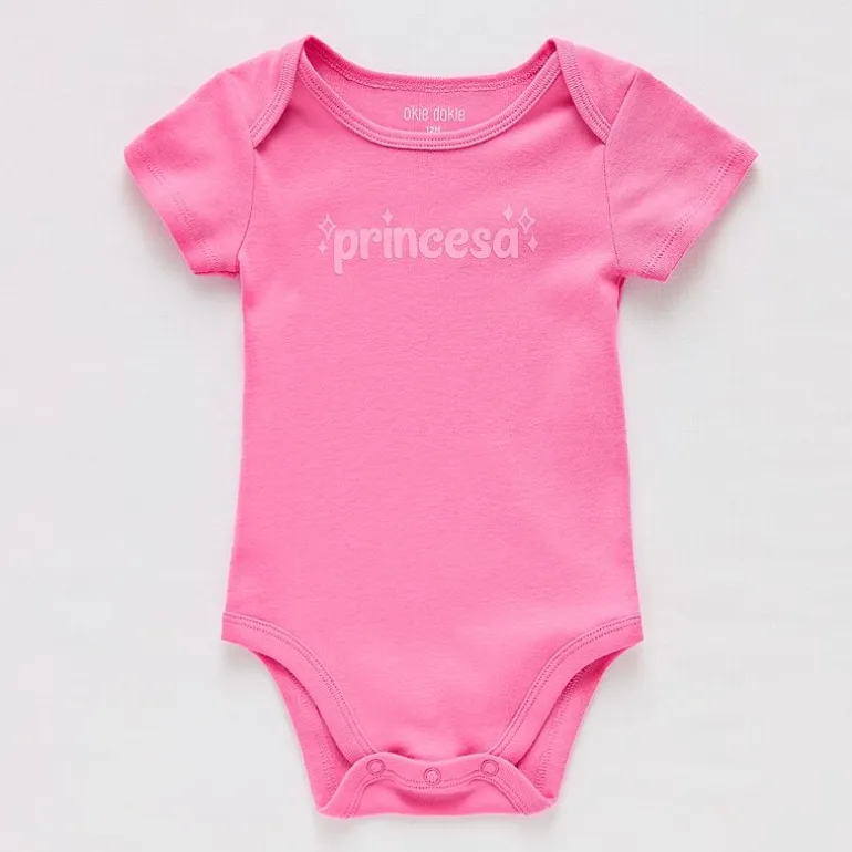 Okie Dokie Baby Girls Round Neck Short Sleeve Rib Bodysuit