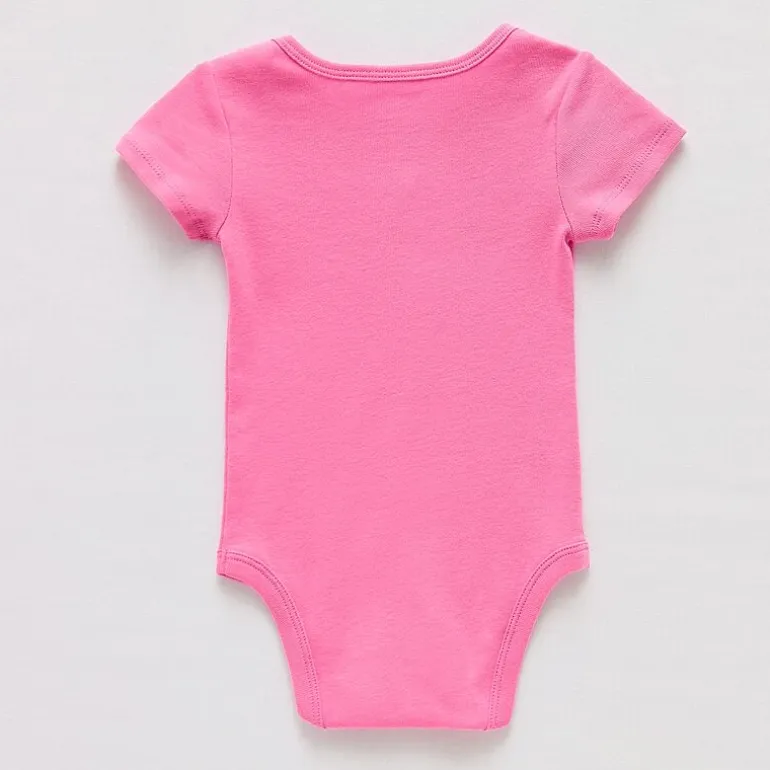Okie Dokie Baby Girls Round Neck Short Sleeve Rib Bodysuit