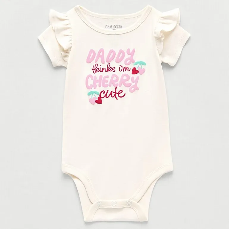 Okie Dokie Baby Girls Round Neck Short Sleeve Bodysuit