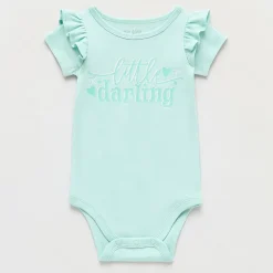 Okie Dokie Baby Girls Round Neck Short Sleeve Bodysuit