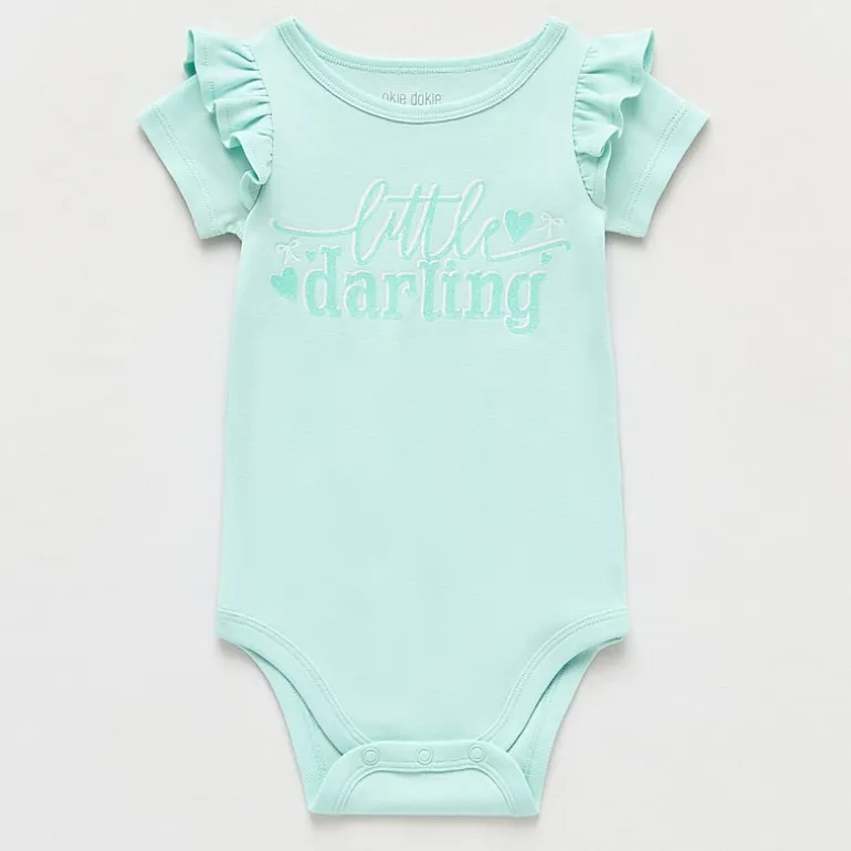 Okie Dokie Baby Girls Round Neck Short Sleeve Bodysuit