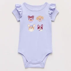 Okie Dokie Baby Girls Round Neck Short Sleeve Bodysuit
