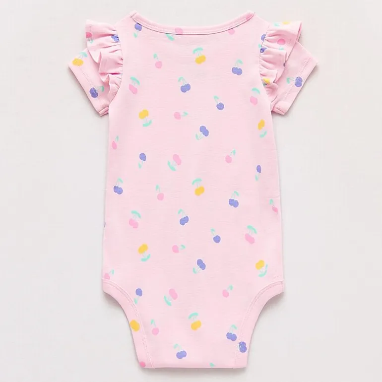 Okie Dokie Baby Girls Round Neck Short Sleeve Bodysuit