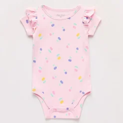 Okie Dokie Baby Girls Round Neck Short Sleeve Bodysuit