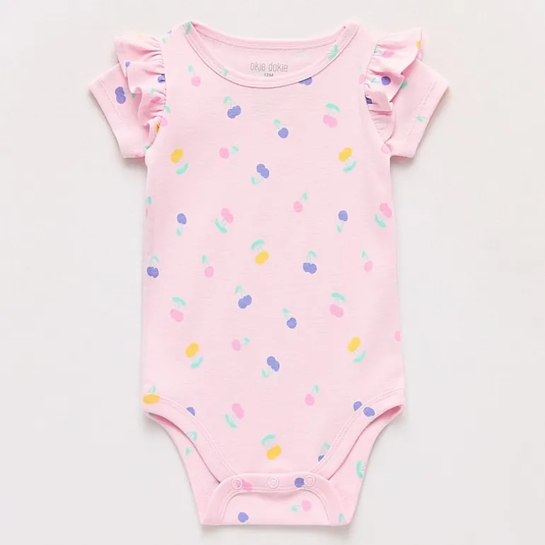 Okie Dokie Baby Girls Round Neck Short Sleeve Bodysuit