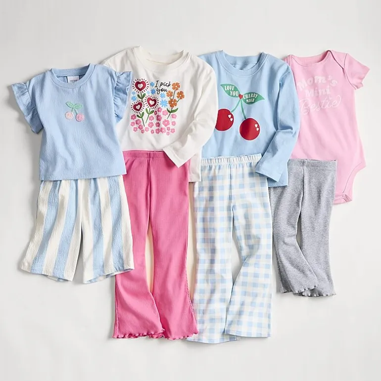 Okie Dokie Baby Girls Round Neck Short Sleeve Rib Bodysuit