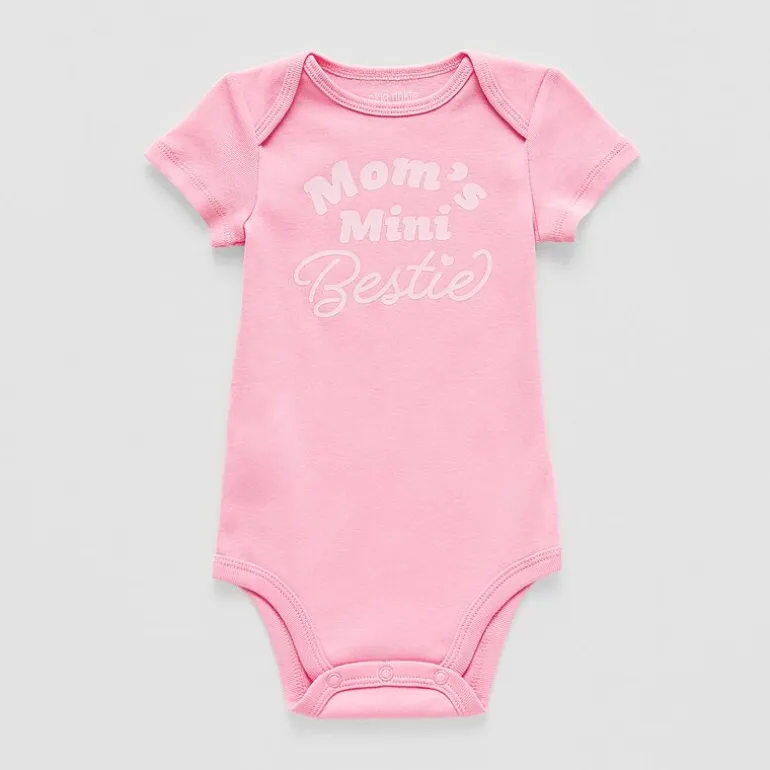 Okie Dokie Baby Girls Round Neck Short Sleeve Rib Bodysuit