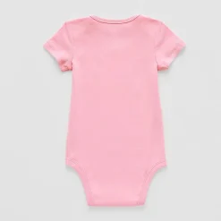 Okie Dokie Baby Girls Round Neck Short Sleeve Rib Bodysuit