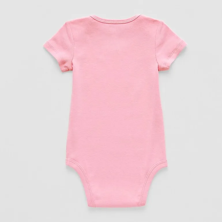 Okie Dokie Baby Girls Round Neck Short Sleeve Rib Bodysuit