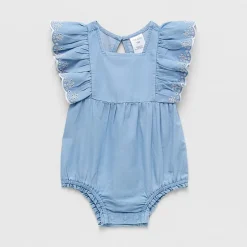 Okie Dokie Chambray Baby Girls Sleeveless Romper
