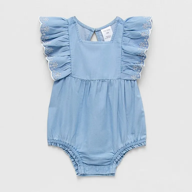Okie Dokie Chambray Baby Girls Sleeveless Romper