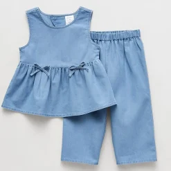 Okie Dokie Chambray Toddler & Little Girls 2-pc. Pant Set
