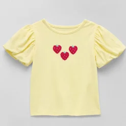 Okie Dokie Girls Crew Neck Puff Sleeve Graphic T-Shirt