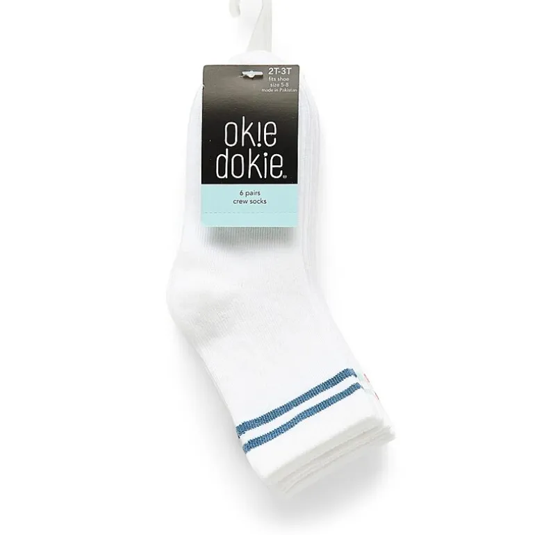 Okie Dokie Little & Big Kid Boys 6 Pair Crew Socks