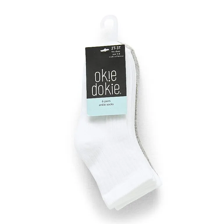 Okie Dokie Little & Big Kid Boys Multi-Pack 6 Pair Quarter Ankle Socks