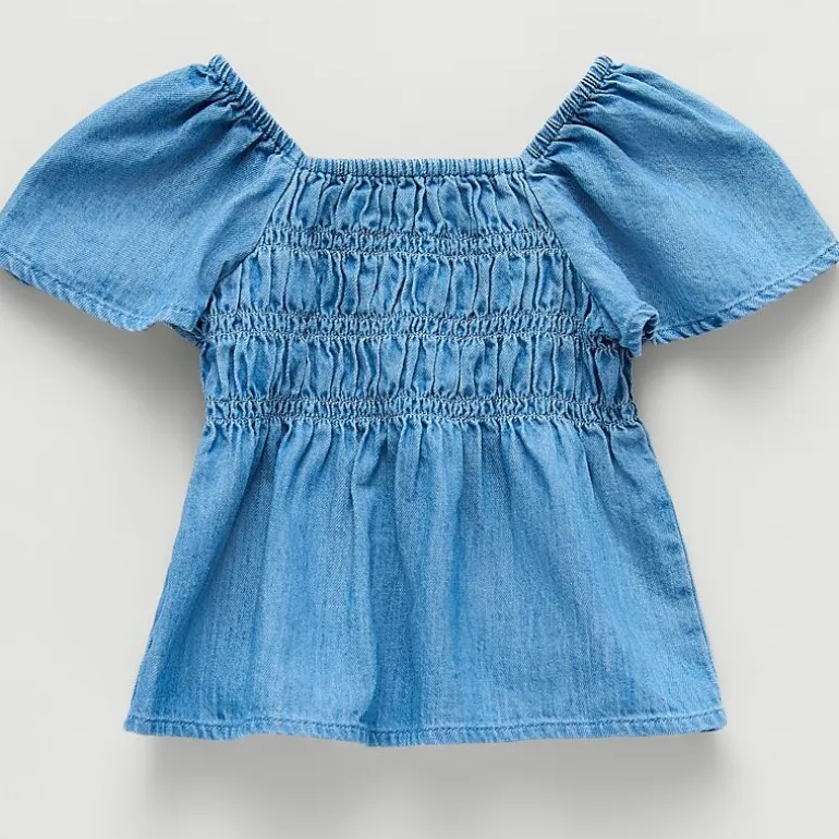 Okie Dokie Smocked Toddler & Little Girls Square Neck Short Sleeve Blouse