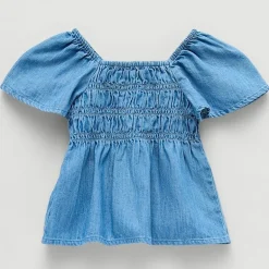 Okie Dokie Smocked Toddler & Little Girls Square Neck Short Sleeve Blouse