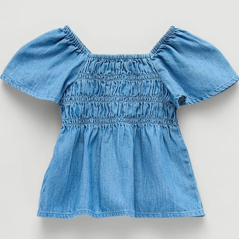 Okie Dokie Smocked Toddler & Little Girls Square Neck Short Sleeve Blouse