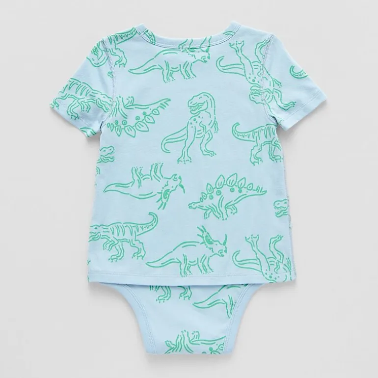 Okie Dokie Toddler Boys Bodysuit Closure Easy-on + Easy-off Adaptive Crew Neck Short Sleeve Bodysuit