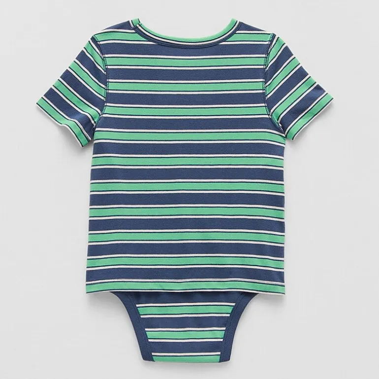 Okie Dokie Toddler Boys Bodysuit Closure Easy-on + Easy-off Adaptive Crew Neck Short Sleeve Bodysuit