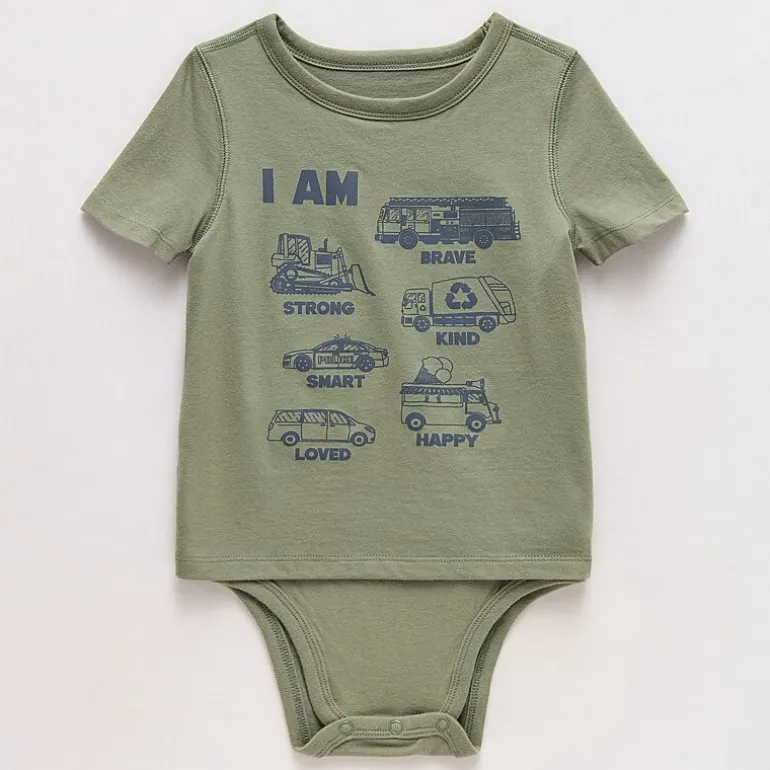 Okie Dokie Toddler Boys Hidden Access Opening Adaptive Round Neck Short Sleeve Bodysuit