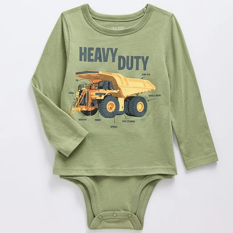 Okie Dokie Toddler Boys Hidden Access Opening Sensory Friendly Adaptive Crew Neck Long Sleeve Bodysuit