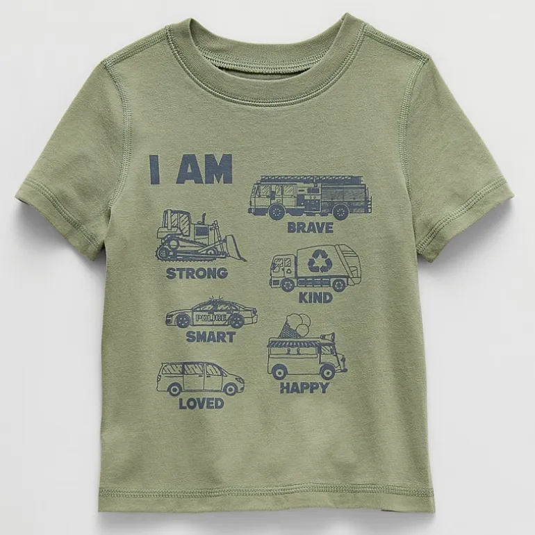 Okie Dokie Toddler Boys Sensory Friendly Round Neck Short Sleeve Adaptive Regular Fit Graphic T-Shirt