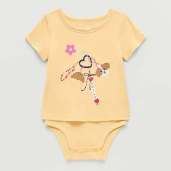 Okie Dokie Toddler Girls Bodysuit Closure Easy-on + Easy-off Adaptive Round Neck Short Sleeve Bodysuit