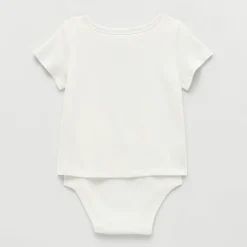 Okie Dokie Toddler Girls Bodysuit Closure Easy-on + Easy-off Adaptive Round Neck Short Sleeve Bodysuit
