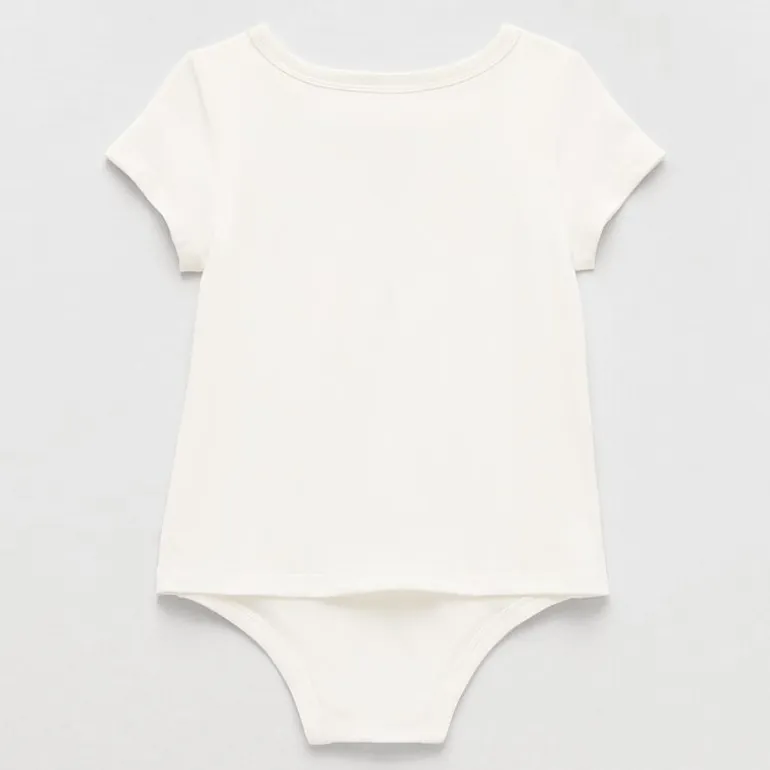 Okie Dokie Toddler Girls Hidden Access Opening Sensory Friendly Adaptive Round Neck Short Sleeve Bodysuit